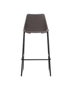 Dalston Faux Leather Bar Stool In Vintage Ash With Metal legs