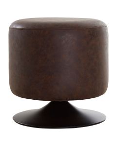 Dalston Faux Leather Cylinder Footstool In Vintage Mocha