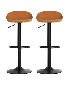 Dalston Orange Faux Leather Bar Stools With Black Metal Stand In Pair