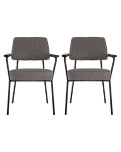 Daloa Ash Soft Faux Leather Armchairs In Pair