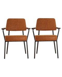 Daloa Camel Soft Faux Leather Armchairs In Pair