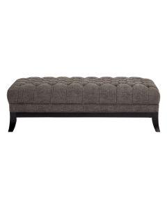 Harrington Polyester Fabric Footstool In Grey With Pine Wood Legs