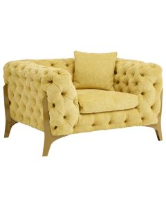 Esme Fabric Upholstered Tufted Armchair In Gold