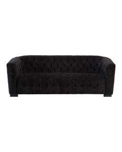 Fausta Fabric 3 Seater Sofa In Black With Black Wooden Feets