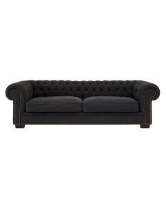 Lakyle Fabric 3 Seater Sofa In Black With Black Wooden Feets
