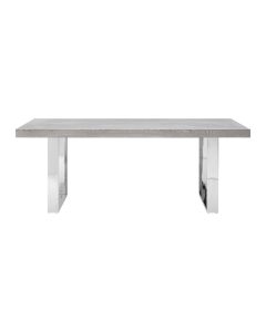 Ulmus Rectangular Wooden Dining Table In Muted Grey With Metal Legs
