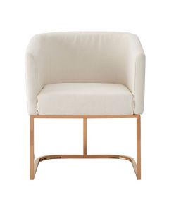 Moda Fabric Dining Chair In White With Rose Gold Stainless Steel Legs