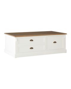 Hardwick Low Wooden Coffee Table In White With 3 Drawers