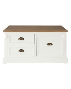 Hardwick Wooden Coffee Table In White With 3 Drawers
