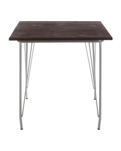 District Wooden Dining Table In Dark Walnut With Grey Metal Legs
