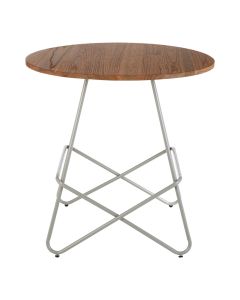 District Round Wooden Dining Table With Grey Metallic Legs