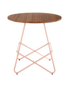 District Round Wooden Dining Table With Pink Metallic Legs