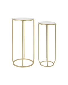 Avantis Square Design Mirrored Glass Set of 2 Tables With Black Frame