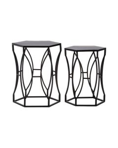 Avebury Metal Set Of 2 Side Tables In Black