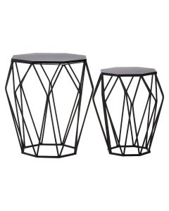 Avantis Metal Set of 2 Side Tables With Convex Black Frame