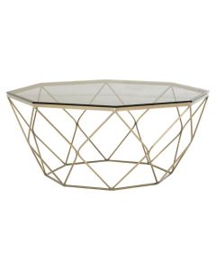 Anaco Glass Top Coffee Table With Brushed Nickel Metal Base