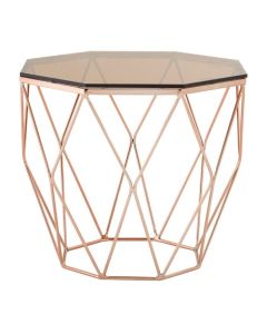 Anaco Glass Top End Table With Rose Gold Metal Base