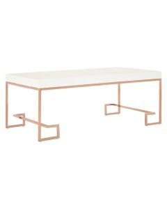 Anaco Marble Top Coffee Table In White With Rose Gold Frame