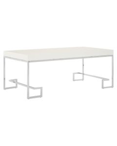 Anaco Wooden Coffee Table In White High Gloss With Chrome Metal Frame