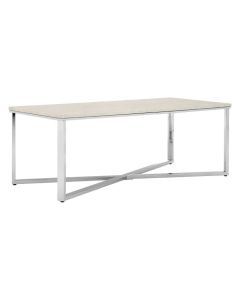 Anaco Faux Marble Top Coffee Table In Chrome With White