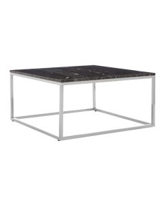 Anaco Square Marble Top Coffee Table In Black With Chrome Metal Frame