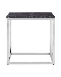 Anaco Square Black And White Marble Top End Table With Chrome Frame