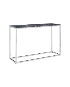 Anaco Marble Top Console Table In Black With Chrome Metal Frame