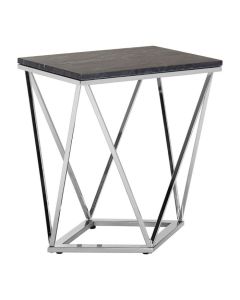 Anaco Rectangular Black Marble Top End Table With Chrome Frame