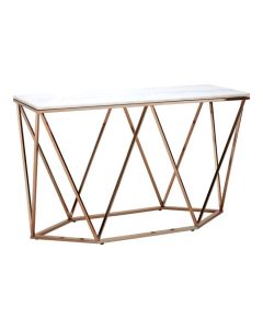 Anaco Rectangular Marble Top Console Table With Champagne Gold Frame