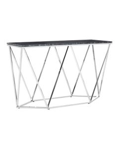 Anaco Rectangular Marble Top Console Table In Black