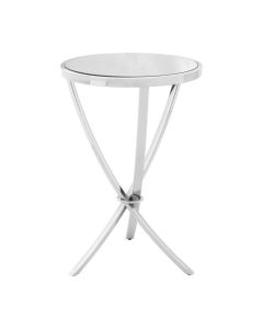 Anaco Pinched Mirrored Glass Top Side Table In Chrome