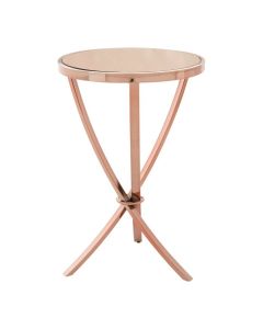 Anaco Pinched Mirrored Glass Top Side Table In Rose Gold