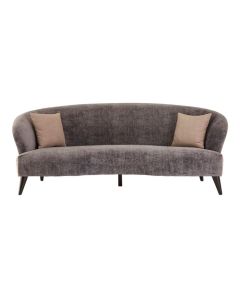 Rafferty Velvet 3 Seater Sofa In Grey With Wooden Legs