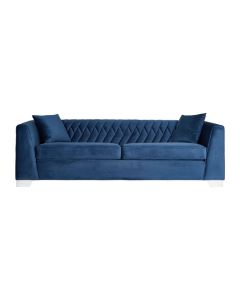Ramona Velvet 3 Seater Sofa In Dark Blue