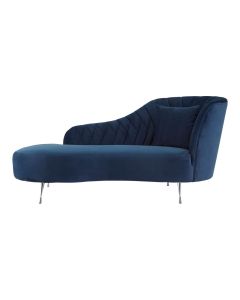 Rene Right Arm Velvet Chaise Lounge Chair In Dark Blue