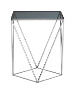 Shalimar Square Glass Top Side Table With Quadrilateral Base