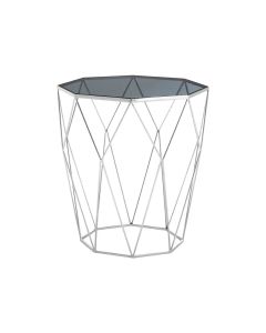 Shalimar Octagonal Marble Side Table With Silver Metal Base