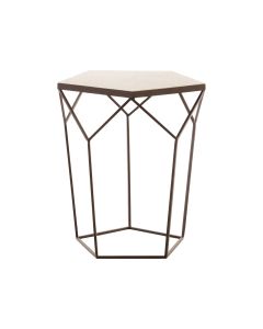 Shalimar Pentagonal Marble Top Side Table With Sleek Iron Frame