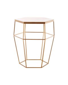 Shalimar Marble Top Side Table With Hexagonal Base