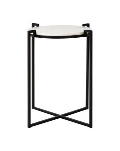 Shalimar Round Marble Side Table With Black Cross Legged Base