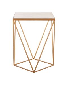 Shalimar Square Marble Top Side Table With Gold Base