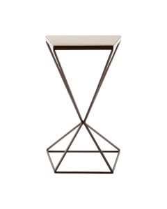 Shalimar Trapezoid Marble Side Table With Metal Base