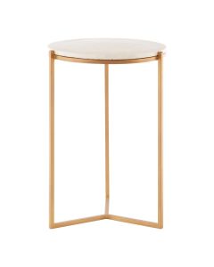 Shalimar Round Marble Table In Natural With Gold Metal Base