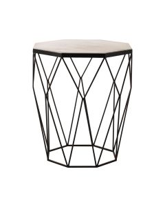 Shalimar Octagon Marble Side Table With Matte Black Metal Frame