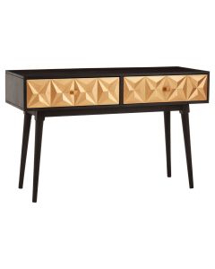 Malta Wooden Console Table In Black And Gold Palette
