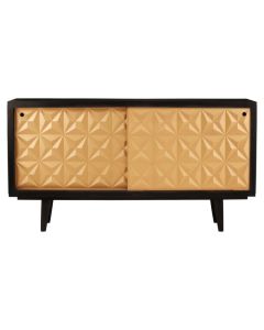 Matfen Mango Wooden Sideboard In Black And Gold With 2 Sliding Doors