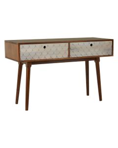 Costal Mango Wood Console Table In Artdeco Pattern With 2 Drawers