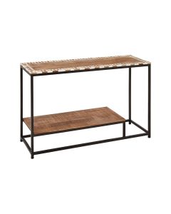 Artisan Mango Wood Console Table In Natural With Black Metal Legs