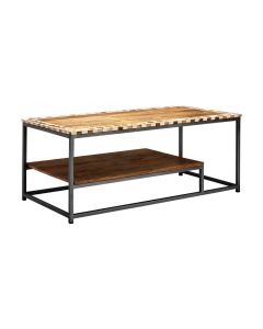 Artisan Wooden Coffee Table In Natural With Black Metal Frame