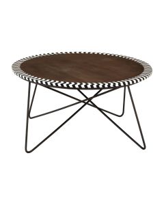 Artisan Round Wooden Coffee Table In Acacia With Black Metal Frame